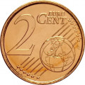 Бельгия 2 евроцента 2015 год UNC