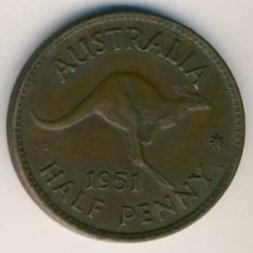 Австралия 1/2 пенни 1951 год