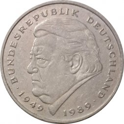 ФРГ 2 марки 1990 год - Франц Йозеф Штраус, 40 лет Федеративной Республике (1949-1989) (F)
