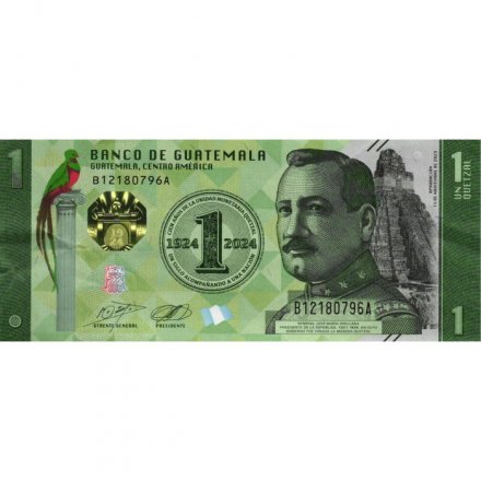 Гватемала 1 кетсаль 2024 год - 100 лет Национальной валюте - VF