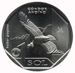 Перу 1 соль 2017 год - Андский кондор (Vultur gryphus)