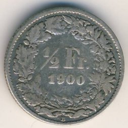 Швейцария 1/2 франка 1900 год