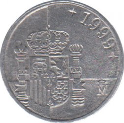 Испания 1 песета 1999 год - Король Хуан Карлос I