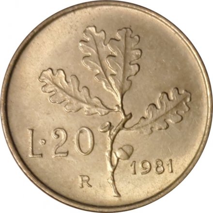 Италия 20 лир 1981 год