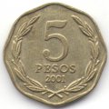 Чили 5 песо 2001 год (отметка монетного двора: &quot;M&quot;)