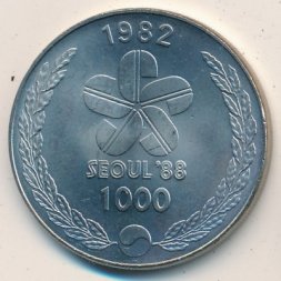 Южная Корея 1000 вон 1982 год