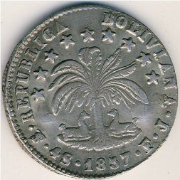 Боливия 4 соля 1857 год