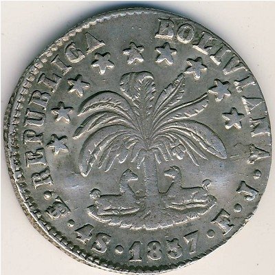Боливия 4 соля 1857 год