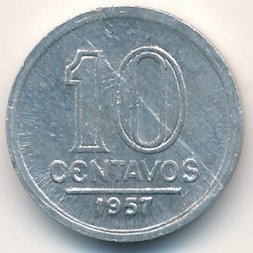 Бразилия 10 сентаво 1957 год