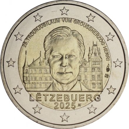 Люксембург 2 евро 2025 год - 25 лет со дня вступления на престол Великого герцога Анри
