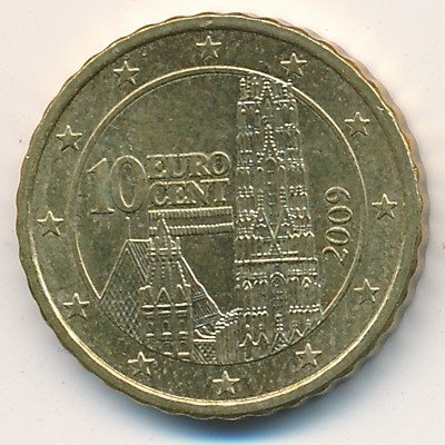 Австрия 10 евроцентов 2009 год