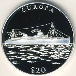 Либерия 20 долларов 2000 год