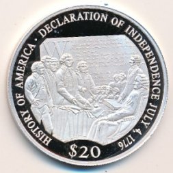 Либерия 20 долларов 2000 год
