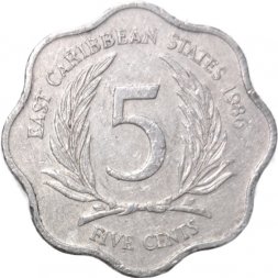 Восточные Карибы 5 центов 1986 год