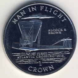 Остров Мэн 1 крона 1994 год - Первый перелет через Атлантику