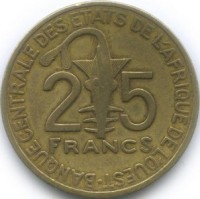 Западная Африка 25 франков 2007 год