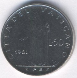 Ватикан 50 лир 1961 год - Папа Иоанн XXIII