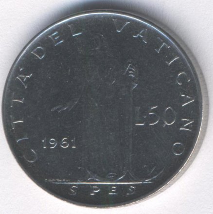 Ватикан 50 лир 1961 год - Папа Иоанн XXIII