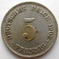 Германия 5 пфеннигов 1902 год (J)