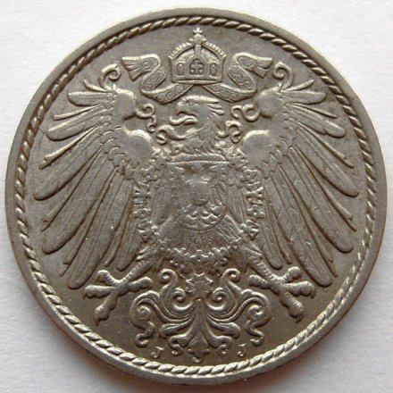 Германия 5 пфеннигов 1902 год (J)