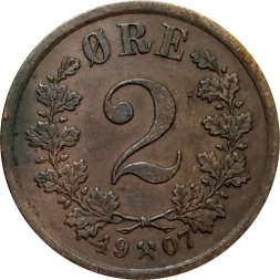 Норвегия 2 эре 1907 год
