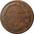 Австрия 1/2 крейцера 1781 год (B)