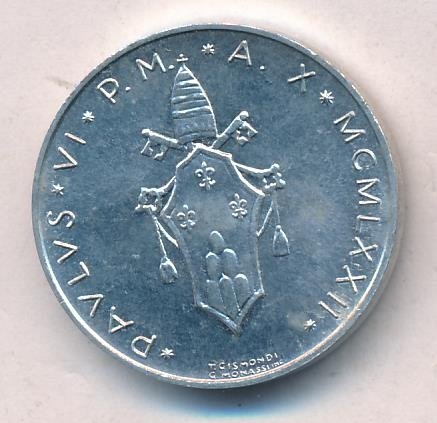 Ватикан 10 лир 1972 год - Папа Павел VI