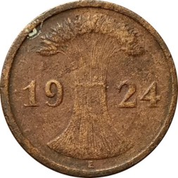Монета Веймарская республика 2 рентенпфеннига 1924 год (E)