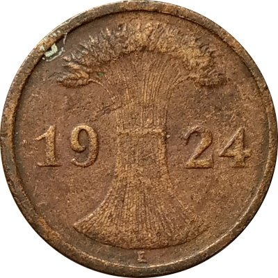 Веймарская республика 2 рентенпфеннига 1924 год (E)