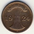 Веймарская республика 2 рентенпфеннига 1924 год (E)