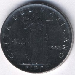 Ватикан 100 лир 1962 год - Папа Иоанн XXIII. Фидес