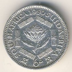 ЮАР 6 пенсов 1950 год