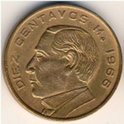 Мексика 10 сентаво 1966 год