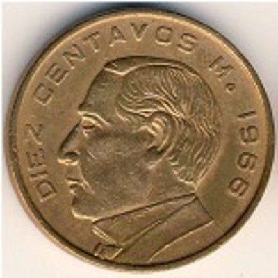 Мексика 10 сентаво 1966 год