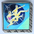 Значок. Олимпиада Москва-80. Бег с препятствиями. Зеркальный ситалл