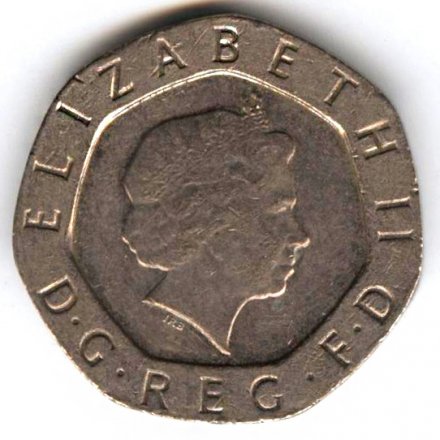Великобритания 20 пенсов 2002 год