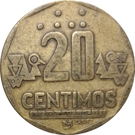 Перу 20 сентимо 1991 год