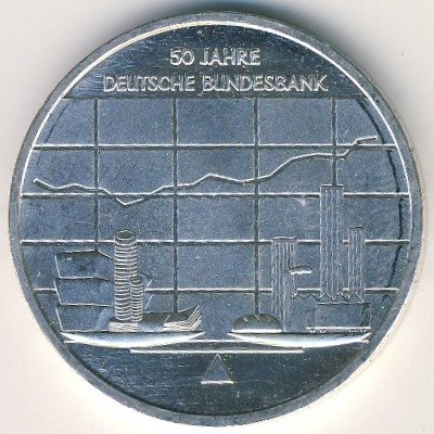 Германия 10 евро 2007 год - 50 лет Немецкому федеральному банку