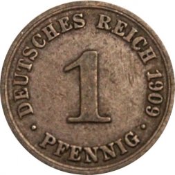 Германия 1 пфенниг 1909 год (A)