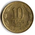 Чили 10 песо 2002 год