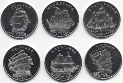 Набор из 6 монет Острова Гилберта (Кирибати) 2014 год - Парусники