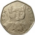Великобритания 50 пенсов 2017 год - 150 лет со дня рождения Беатрис Поттер, Котенок Том