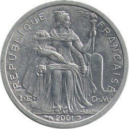 Французская Полинезия 1 франк 2001 год