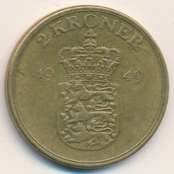 Дания 2 кроны 1949 год - Король Фредерик IX