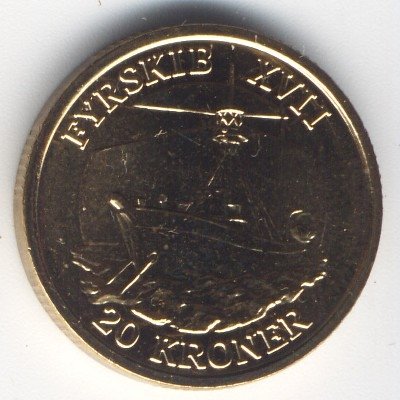 Дания 20 крон 2009 год - Корабли. Плавучий маяк