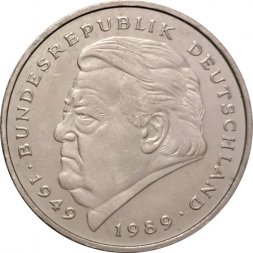 ФРГ 2 марки 1990 год (J) - Людвиг Эрхард, 40 лет Федеративной Республике (1948-1988)