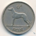 Ирландия 6 пенсов 1956 год - Ирландский волкодав