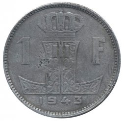 Бельгия 1 франк 1943 год BELGIE - BELGIQUE