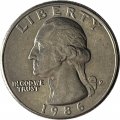 США 25 центов (1/4 доллара) 1986 год - Джордж Вашингтон (P)