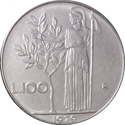 Италия 100 лир 1979 год - Минерва